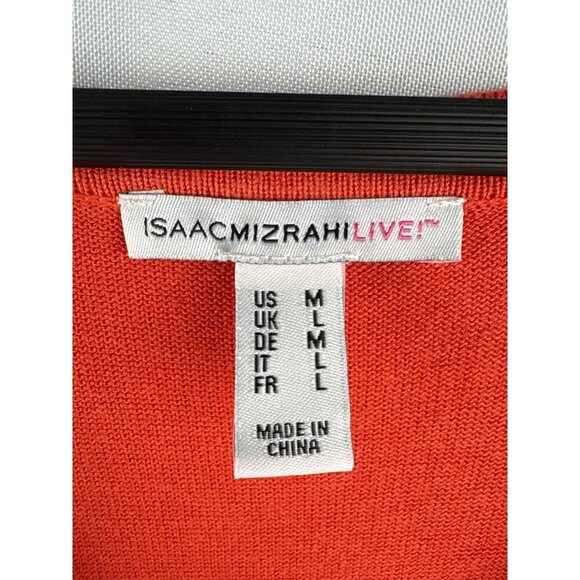 Isaac Mizrahi Live! Womens Coral Cardigan Sweater Medium 3/4 Sleeve Cotton/Rayon - Picture 4 of 5
